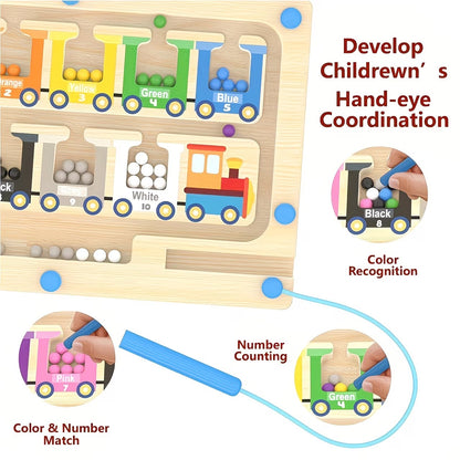 magnetic color number maze small wooden train magnetic maze